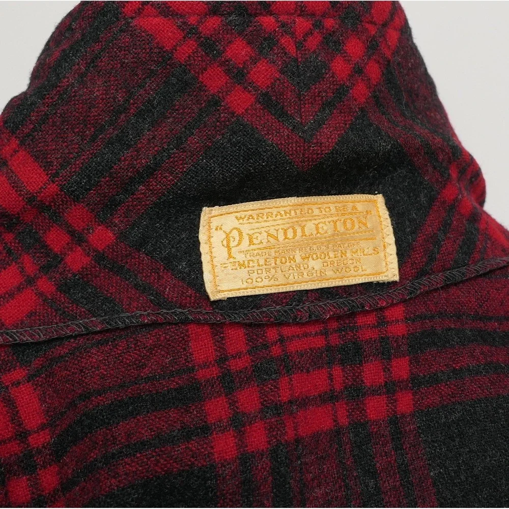 VTG Pendleton Traveller Buffalo Plaid Virgin Wool Shirt Jacket S/M True '50s VTG - Picture 13 of 13